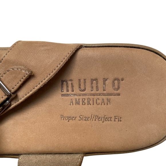Munro American Sierra Tan Nubuck Leather Comfort Wedge Sandals Size 9 M - Picture 6 of 13